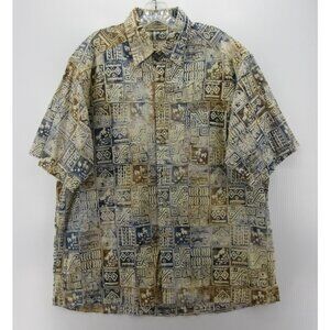 VINTAGE Travel Smith Shirt Large Hawaiian Tribal Aztec Geometric Y2K